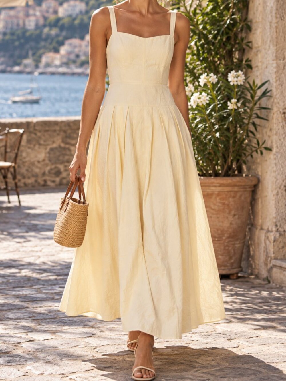 J.Crew Pleated Drop-Waist Crinkle Cotton Blend Dress Ivory Size 8